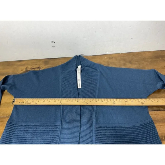 Lululemon Merino Wool Sit In Lotus Wrap II Cardigan Sweater Petrol Blue Size 6 - Picture 7 of 9